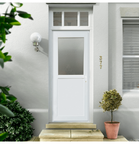 Porta Exterior PVC Meio Vidro Fosco 90x200cm Esquerda