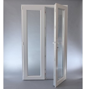 Porta Exterior Dupla PVC Vidro Transparente 120x200cm Esquerda
