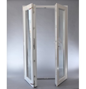 Porta Exterior Dupla PVC Vidro Transparente 120x200cm Esquerda