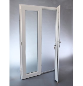 Porta Exterior Dupla PVC Vidro Transparente 120x200cm Esquerda