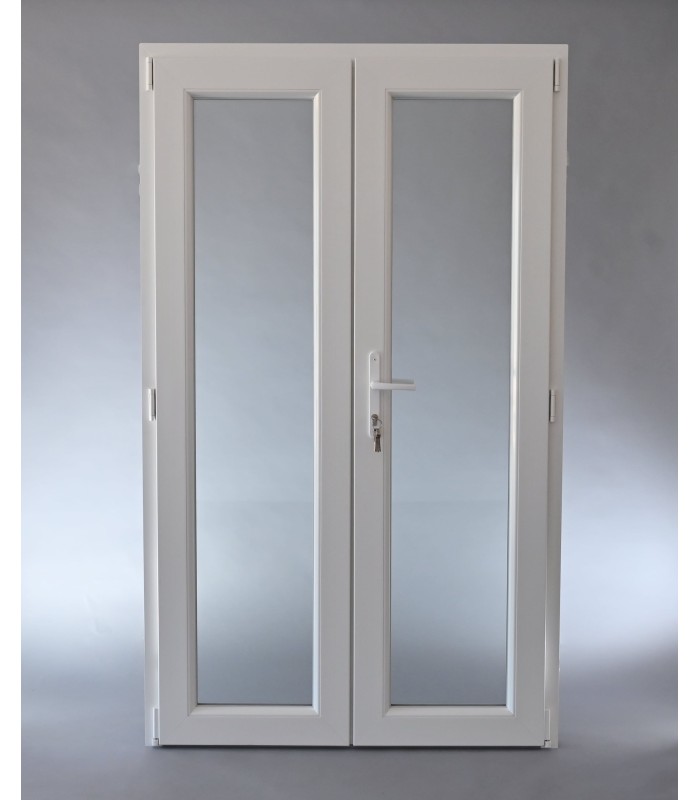 Porta Exterior Dupla PVC Vidro Transparente 200x200cm Esquerda