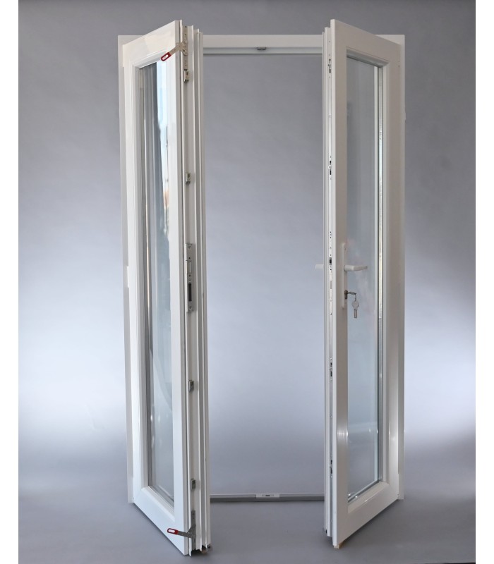 Porta Exterior Dupla PVC Vidro Transparente 200x200cm Esquerda