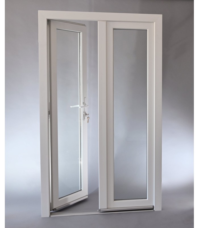 Porta Exterior Dupla PVC Vidro Transparente 200x200cm Esquerda