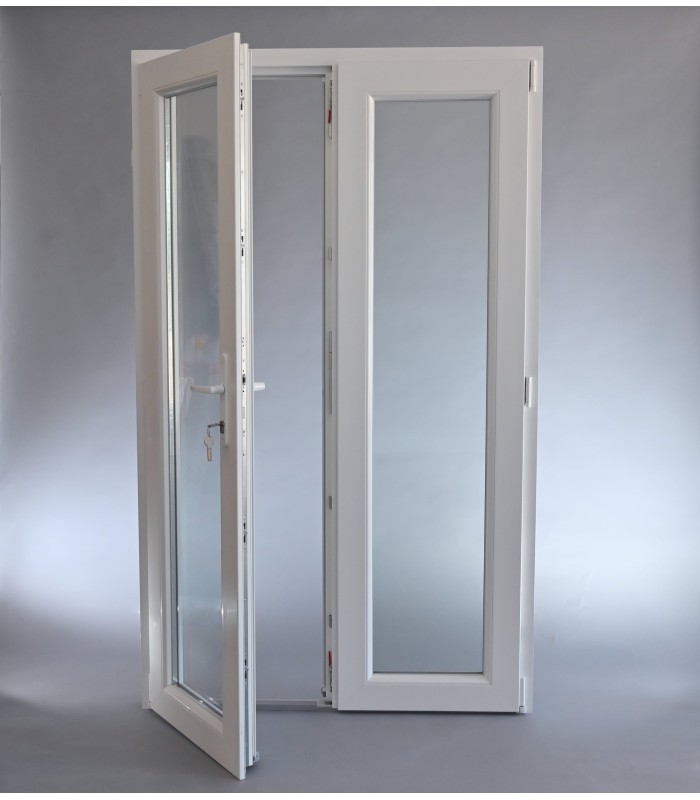 Porta Exterior Dupla PVC Vidro Fosco 150x200cm Direita