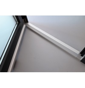 Porta Exterior Aluplast PVC Vidro Fosco 90x200cm Antracite Direita