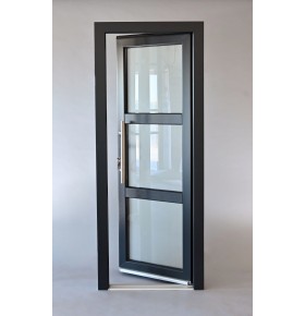 Porta Exterior Aluplast PVC Vidro Fosco H3 Por Medida Antracite Direita