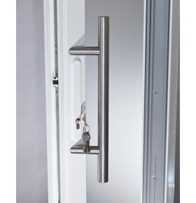 Porta Exterior Aluplast PVC Vidro Fosco 90x200cm Branca Direita