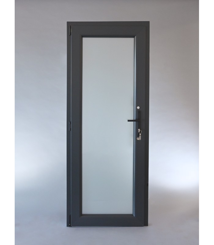 Porta Exterior PVC Vidro Fosco Antracite Direita -  Por Medida
