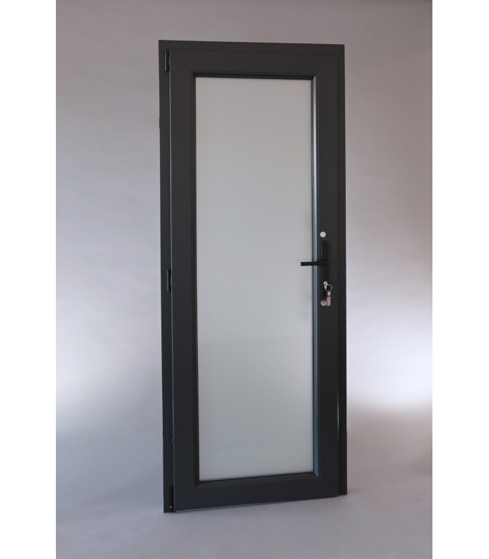 Porta Exterior PVC Vidro Fosco Antracite Direita -  Por Medida
