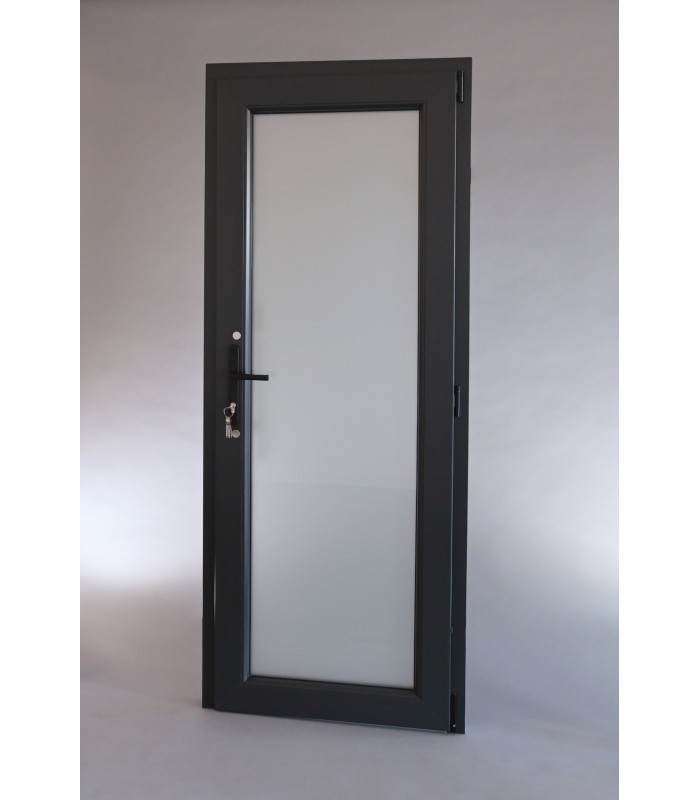 Porta Exterior PVC Vidro Fosco Antracite Esquerda - Por Medida