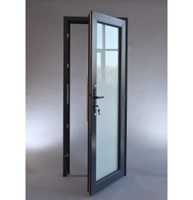 Porta Exterior PVC Vidro Fosco Antracite Esquerda - Por Medida