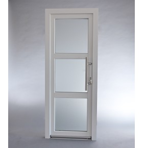 Porta Exterior PVC Vidro Fosco H3 Por Medida Branca Esquerda