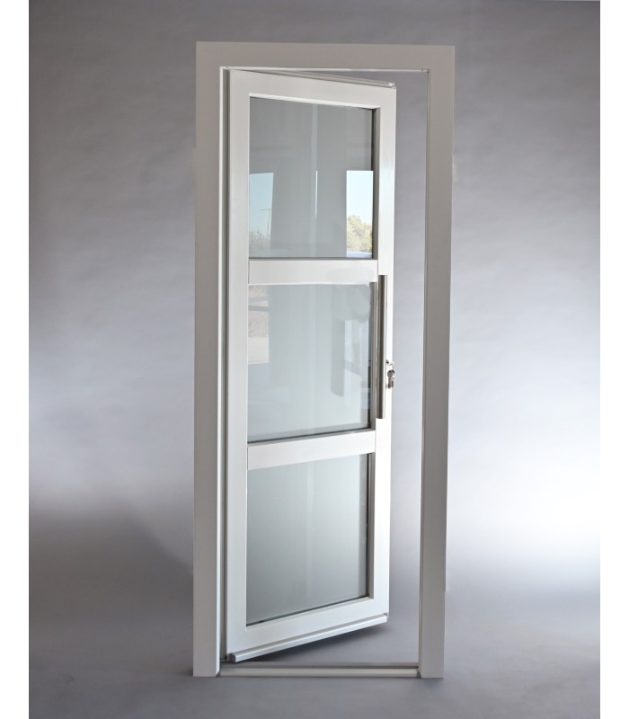 Porta Exterior PVC Vidro Fosco H3 Por Medida Branca Esquerda