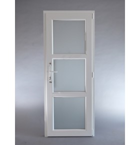 Porta Exterior PVC Vidro Fosco H3 Por Medida Branca Esquerda