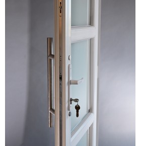 Porta Exterior PVC Vidro Fosco H3 Por Medida Branca Esquerda