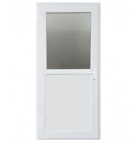 Porta Exterior PVC Meio Vidro Fosco 90x200cm Esquerda