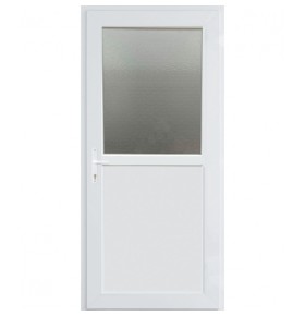 Porta Exterior PVC Meio Vidro Fosco 80x200cm Direita